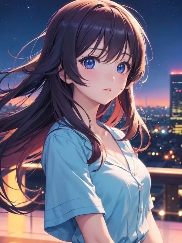 anime girl dp for Instagram, anime girl on rooftop, night sky anime dp